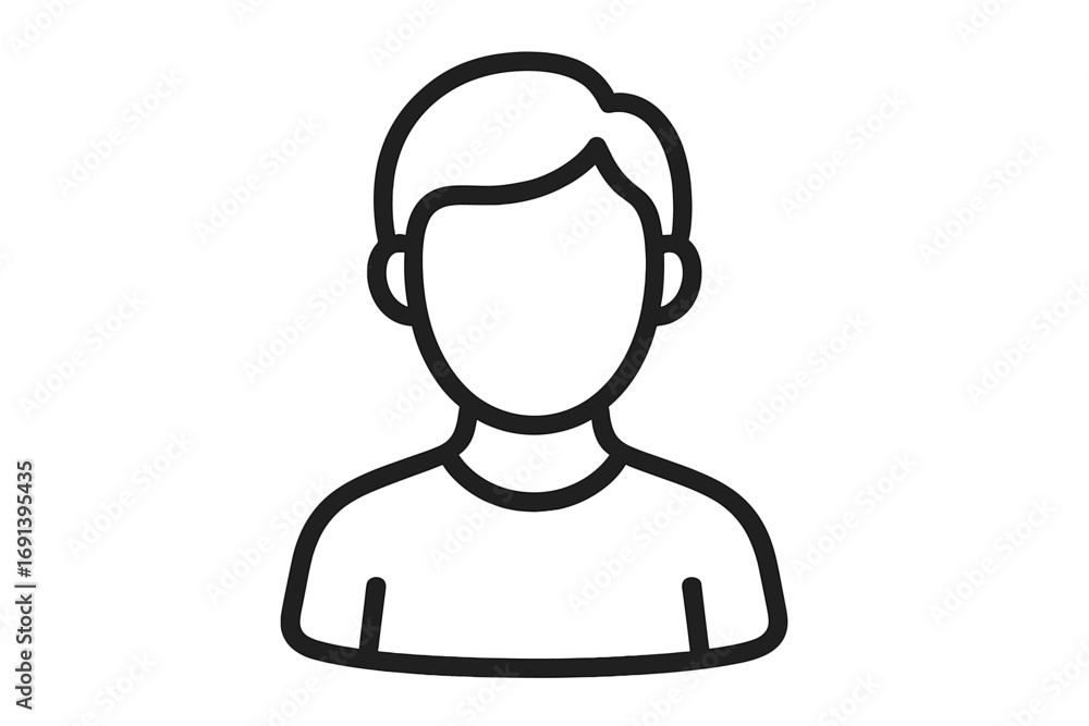 Fototapeta premium User avatar modern outline style icon for design, cards, apps, and social networks, vector cartoon illustration with transparent background, simplified ordered set, profile symbol