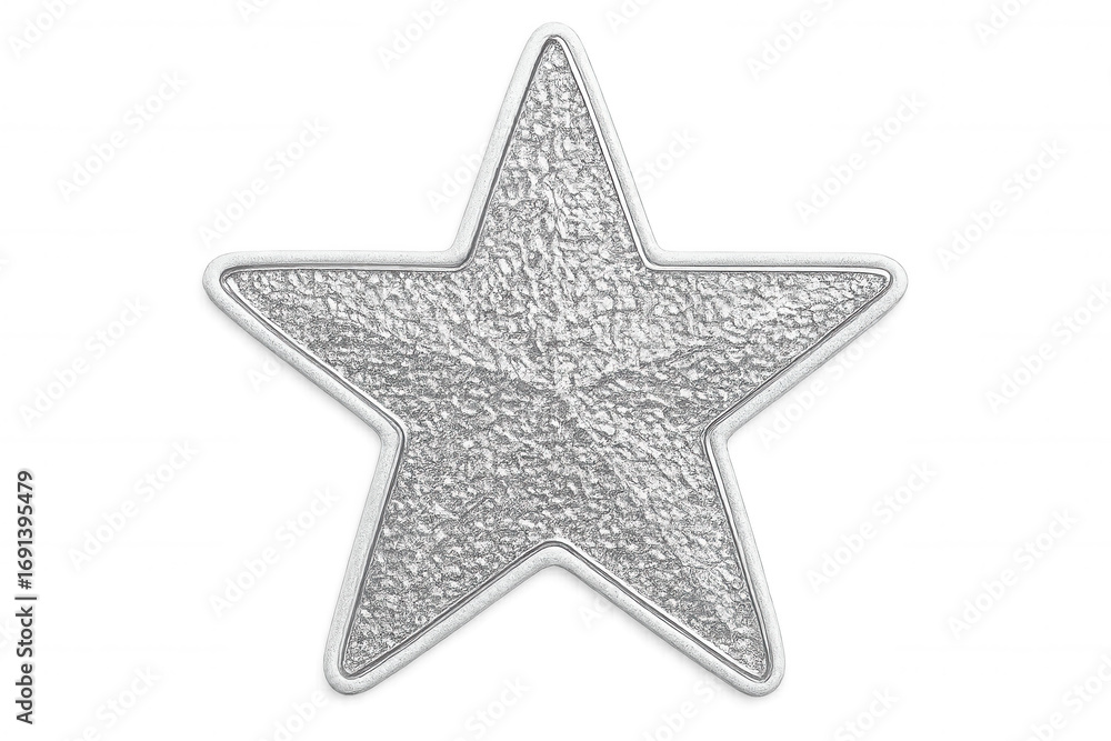 Fototapeta premium Metallic silver star with a rough texture, isolated on a transparent background, perfect for adding a touch of sparkle to any design