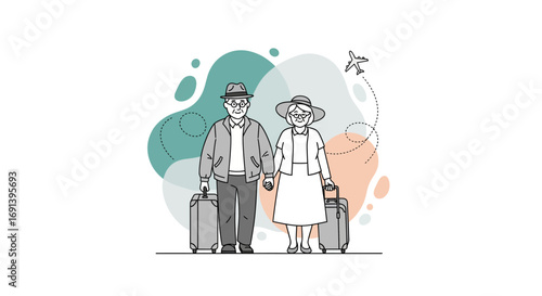Happy Senior Couple Traveling Together Retirement Trip Adventure