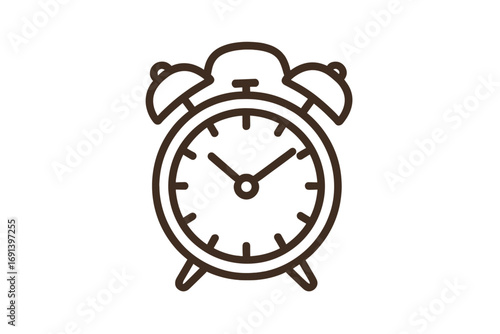 Alarm clock line icon. Time, morning, deadline, schedule concept. Wake up alert symbol. Simple linear pictogram for web design, app, ui, ux. Vector illustration isolated.