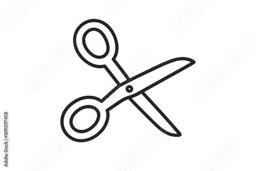 Minimalistic Scissors Vector Icon, Linear Outline Sign for Web Design, Graphic Design, Apps, Banners, Social Media, Cards, Transparent Background, Cartoon Style Illustration