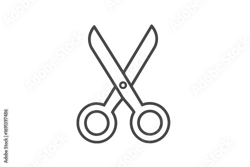 Minimalistic Scissors Outline Icon Vector, Cartoon Style for Web Design, Graphic Apps, Banners, Social Media, Cards, Transparent Background Illustration