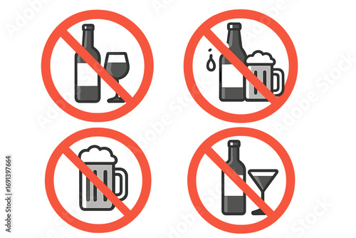 Screwdriver prohibited symbol set for interface and posts, prohibition icons, no tools allowed vector cartoon illustration, transparent background, safety signage collection