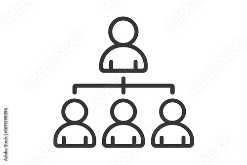 Hierarchy icon of business corporate structure. Organizational chart with manager and employees. Teamwork and leadership concept. Company organization and management sign.