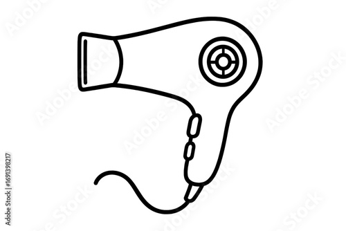 Hair dryer outline icon for graphic and web design. Hairdryer linear symbol. Hairdressing salon equipment for hair styling. Beauty appliance concept. Blowdryer vector.