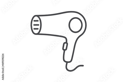 Hair dryer line icon. Blow dryer symbol for hairdressing, salon, and beauty care. Vector outline illustration for graphic design, web, pictogram, and mobile apps.