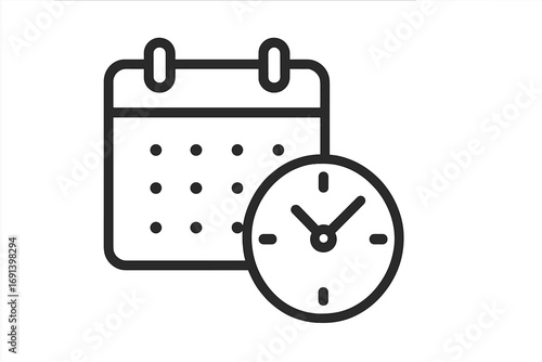Vintage clock minimalistic line icon, retro style time symbol for web, graphic design, apps, banners, social network, cards, classic watch vector illustration with transparent background