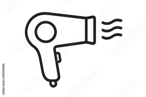 Hair dryer line icon. Blow dryer symbol for hairdressing salon or barber shop. Vector outline illustration for hairstyling, beauty, and hair care equipment concept.