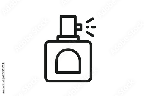 Perfume bottle line icon. Vector fragrance spray symbol. Cosmetics and beauty product concept. Simple outline graphic for cologne, deodorant, scent, aroma, mist, freshness.