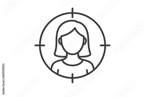 Target audience icon. Customer focus and market segmentation concept. Headhunting, recruitment, and human resources symbol. User persona for marketing and business strategy.
