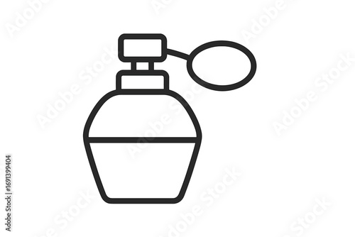 Elegant perfume bottle thin line icon outline design, luxury fragrance illustration with atomizer pump, cosmetic beauty product vector, transparent background, minimal style set