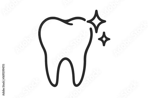 Healthy clean tooth outline icon for dental care and oral hygiene. Dentist, stomatology, or clinic logo concept. Strong shining tooth for whitening service or enamel protection vector.