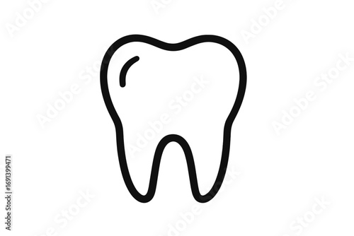 Tooth icon vector outline. Dental care symbol for dentist logo or stomatology clinic. Healthy molar sign for graphic design, web, apps. Clean enamel medical illustration.