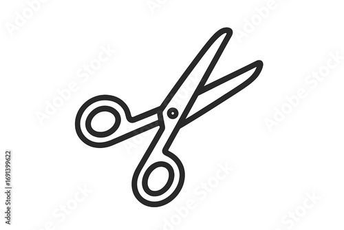 Minimalistic thin line scissors icon, vector cartoon illustration for web, graphic design, apps, banners, social networks, cards with transparent background, cutting tool symbol