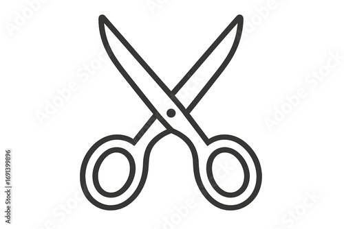 Scissors outline line icon, cutting tool vector illustration for graphic design, web apps, adverts, social media, crafting, office supplies, transparent background, cartoon style