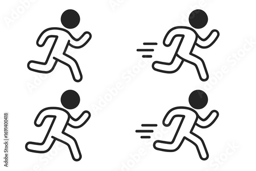 User running icon minimalistic sign design for web apps banners social networks cards flat vector cartoon illustration transparent background active silhouette motion speed