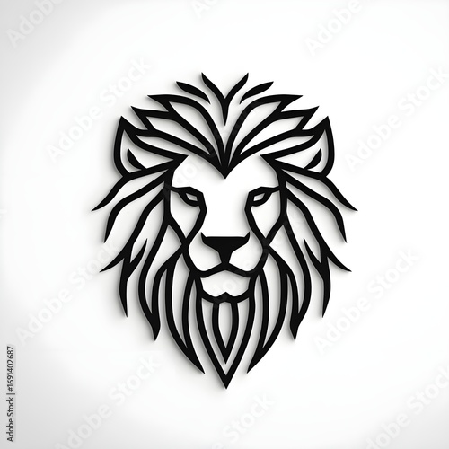 Stylized black lion head design showcasing strength and majesty, perfect for artistic and thematic projects.