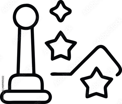 Elegant golden outline icons of toggle, raffle, chart, and loot treasure.