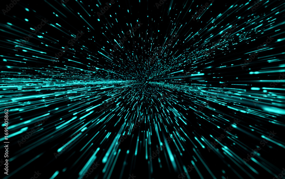 Fototapeta premium Vibrant Blue Digital Particles Bursting in a Futuristic Pattern