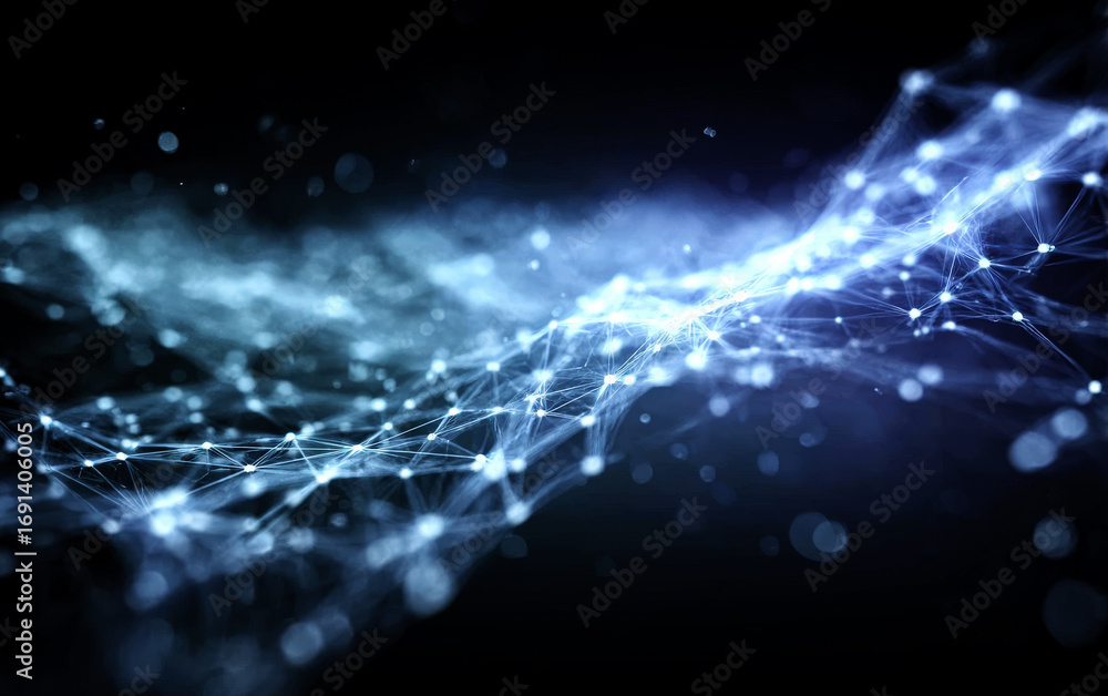 Obraz premium Abstract Digital Network Connections and Interconnected Nodes