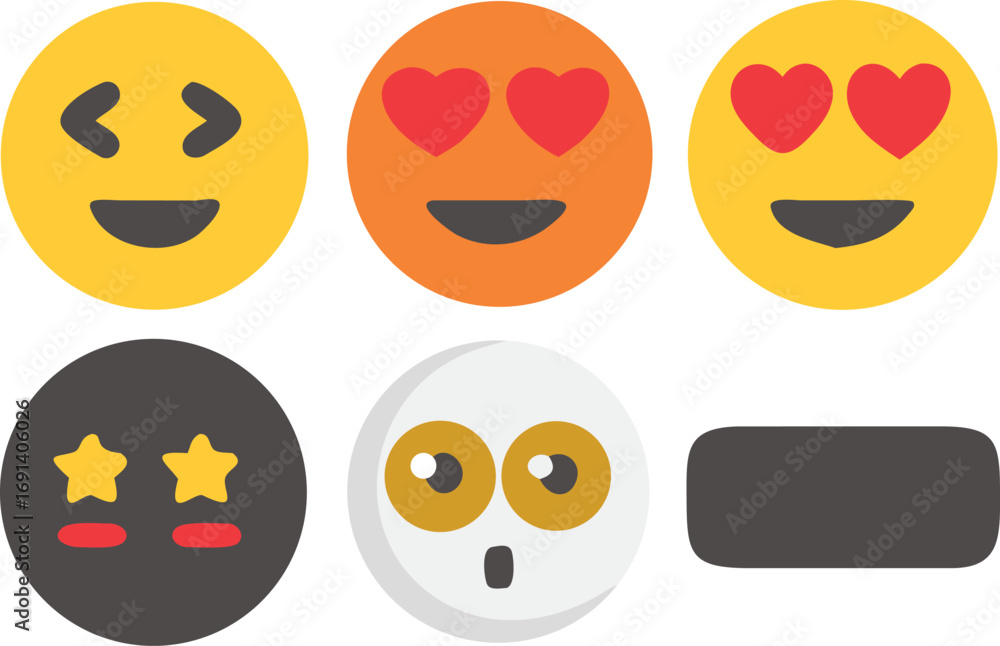Fototapeta premium Emoji-like icons 🎛🎟🎨📊🎁 combined as a single pack.