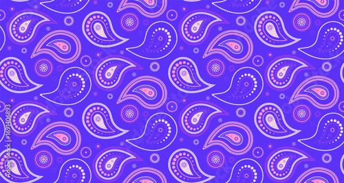 Repeating ornamental and fashionable blossom. Indian horizontal of classical clothes. Geometric style a curl damask.