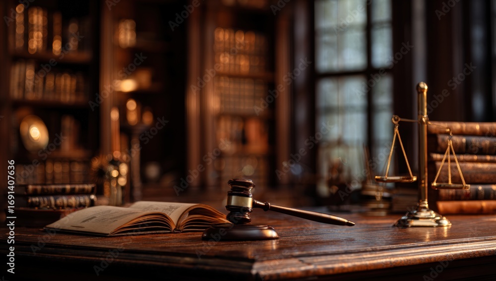 Obraz premium Dark, antique law office scene