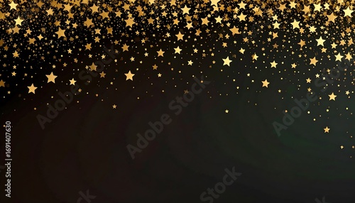 Gold star confetti on black background