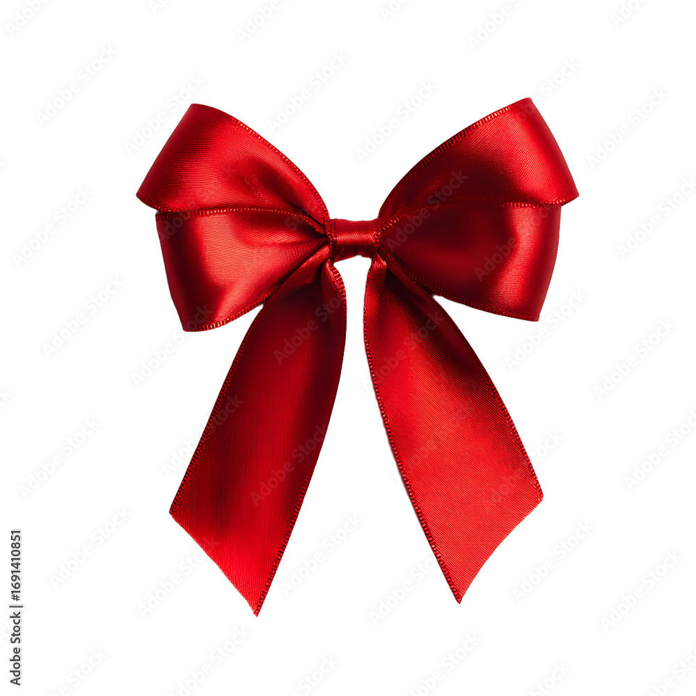 Fototapeta premium Red satin ribbon bow (3) isolate on white background