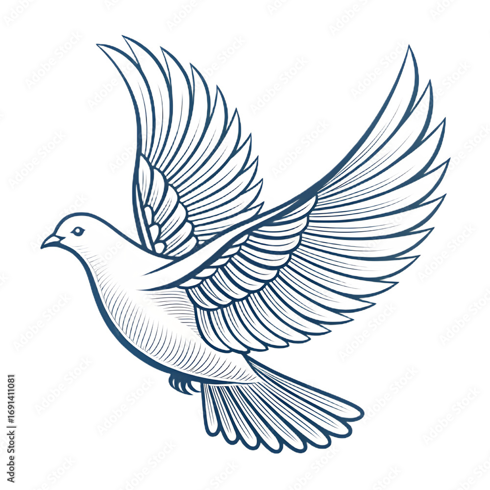Obraz premium Elegant metallic dove in flight against a stark black background