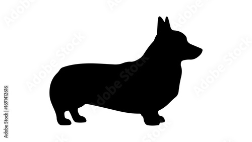 Black silhouette of a Pembroke Welsh Corgi dog.
