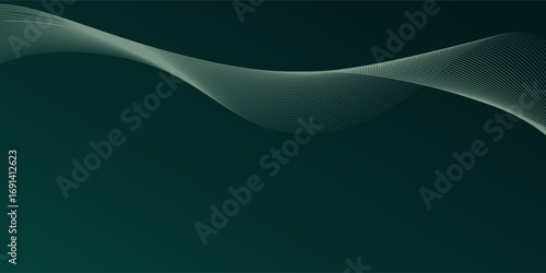 Abstract wave green line and dark green pattern background. Digital technology concept. Modern design.