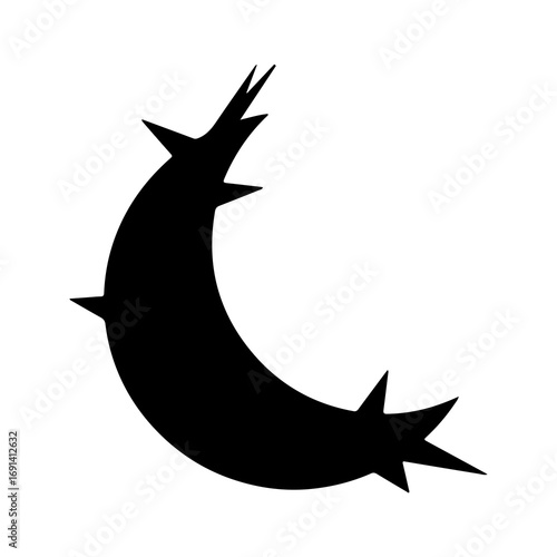 Black silhouette of a thorny crescent moon icon.