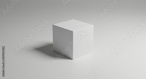 Studio Shot of a Simple White Cube Object, Modern Minimalist Design