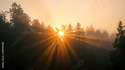 Wallpaper Mural sunlight filtering through a dense forest Torontodigital.ca