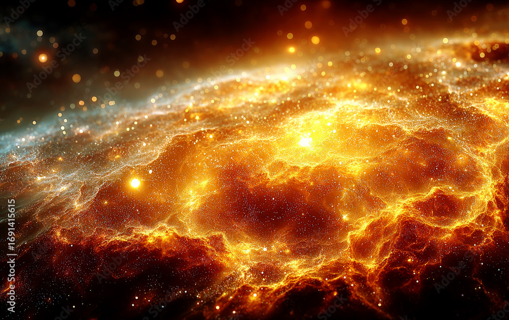 Fototapeta premium Vibrant Cosmic Nebula with Bright Stars and Interstellar Gas