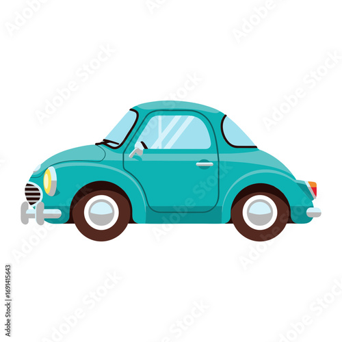 vintage and unique car vector illustration, plain white background.