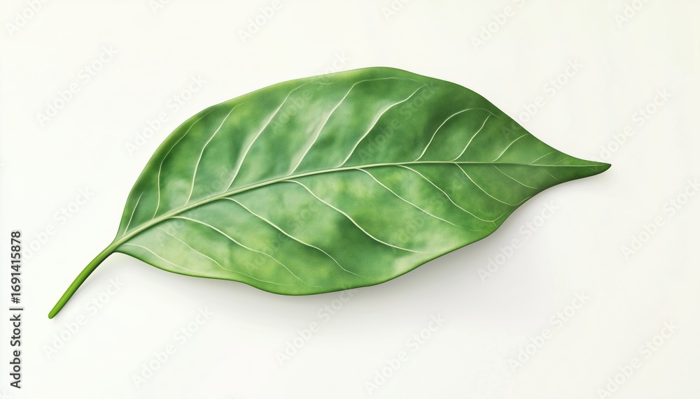 Fototapeta premium Simple Botanical Leaf Design In Green. The Green Leaf Out Symbolizes Nature And Simplicity, Perfect For A Clean And Fresh Aesthetic.