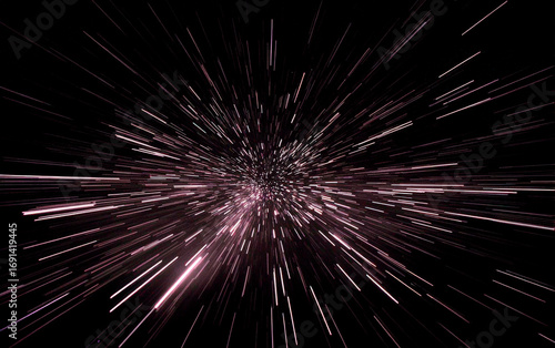 Abstract digital explosion with radiating lines in dark background