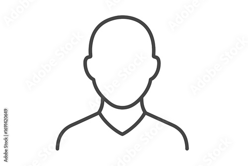 Anonymous faceless person profile icon. Gender neutral user avatar for website or app. Generic human head silhouette. Minimal outline vector for social media placeholder.