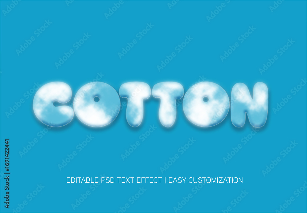 Blue And White Fluffy Cloud Font Cotton Inflated Text Effect Stock ...