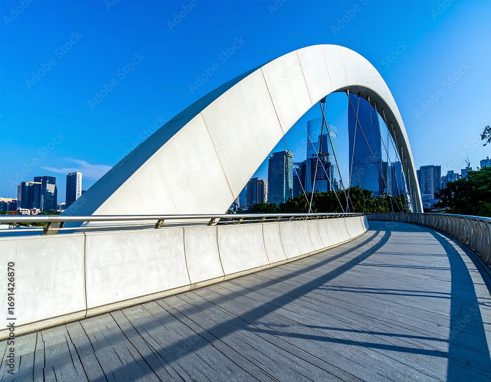 Obraz premium Modern arch bridge over a cityscape