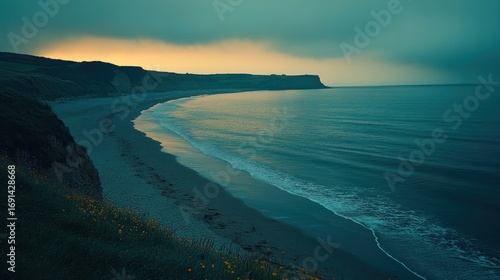 Serene Coastal Sunset: A Breathtaking View of Ireland's Dramatic Coastline