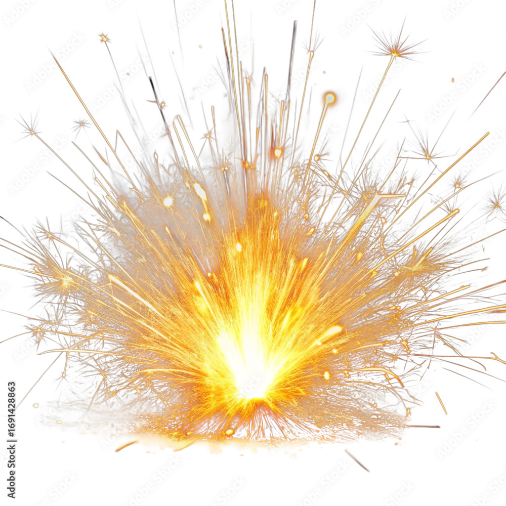 Obraz premium a vibrant sparkler bursting with bright golden sparks against darkness