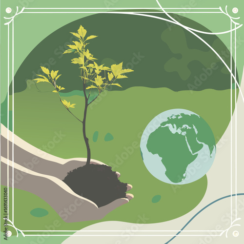 Planting a tree environmental conservation save the planet green earth ecology nature sustainability go green world environment day eco-friendly global warming climate change earth da.