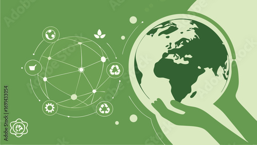 Protecting Our Planet Green Environmental Concept Illustration.