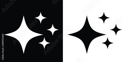Sparkle Icons Black and White Contrast illustration