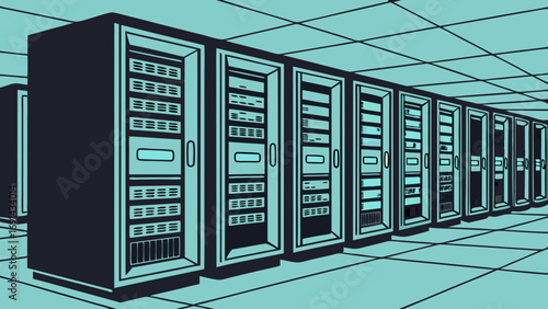 Server room data center technology network infrastructure digital computing servers hardware IT technology background computer network data storage database internet web hosting cl.