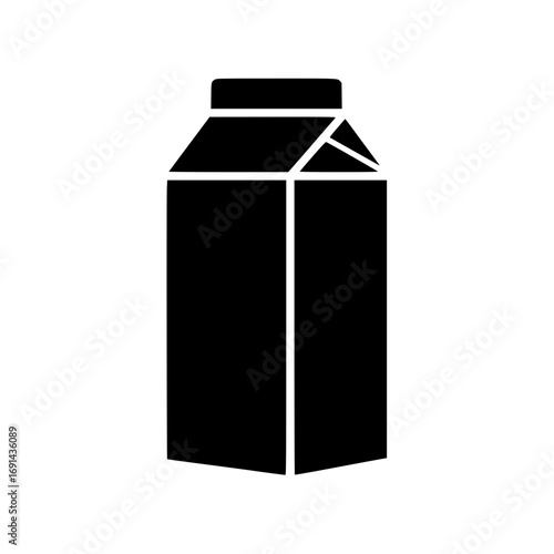 solid black milk carton silhouette representing beverage, dairy products, and packaging.