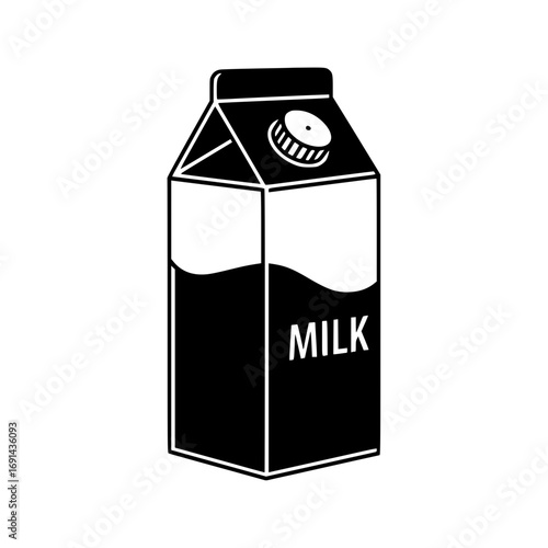 milk carton design with text representing dairy products, packaging, and food.